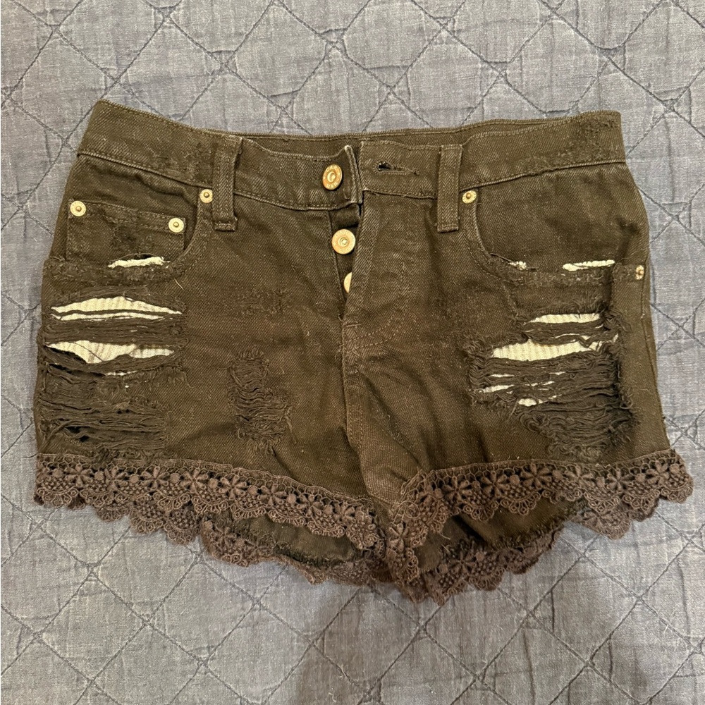 Stylish black Lace Trim Women Shorts